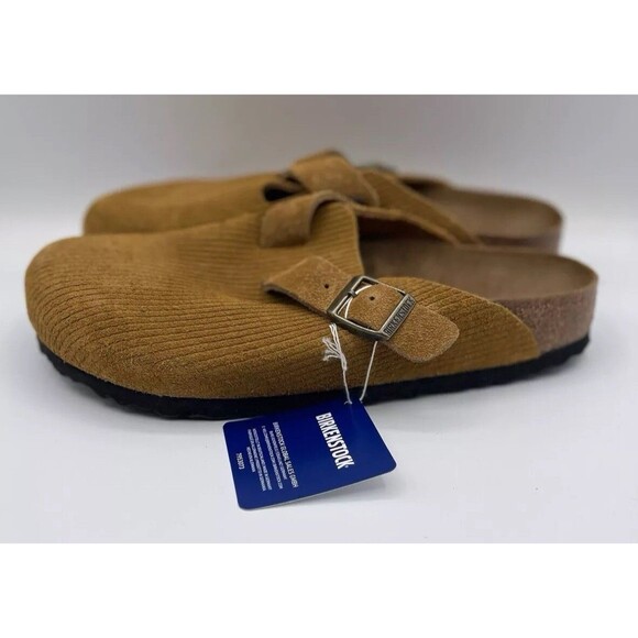 Birkenstock Clogs Boston Unisex Cork Brown Suede Embossed Comfy EU 39 US 8 New - Picture 3 of 9